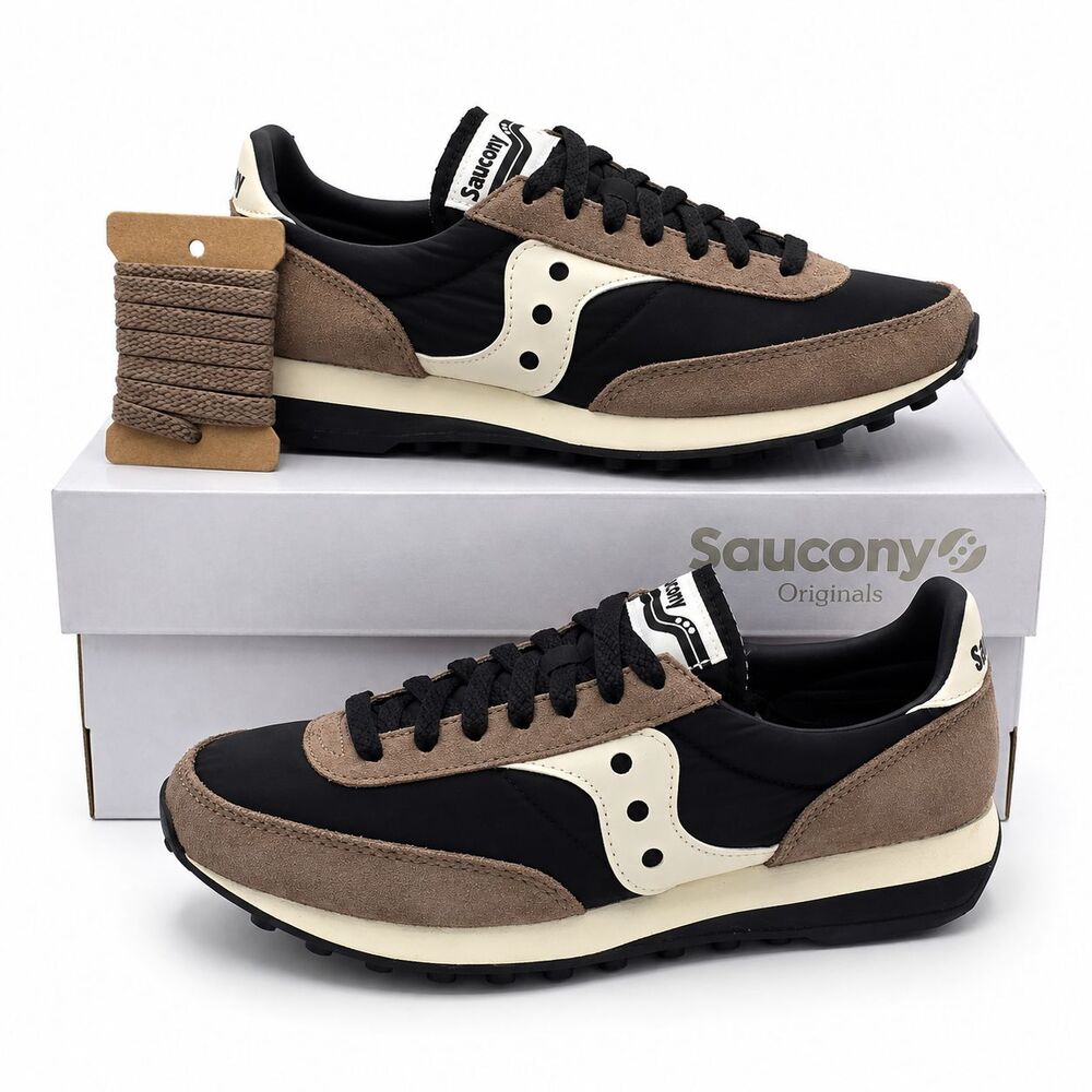 Saucony Originals Trainer 80 Women's 7.5 Black Tan Unisex Sneakers New Box